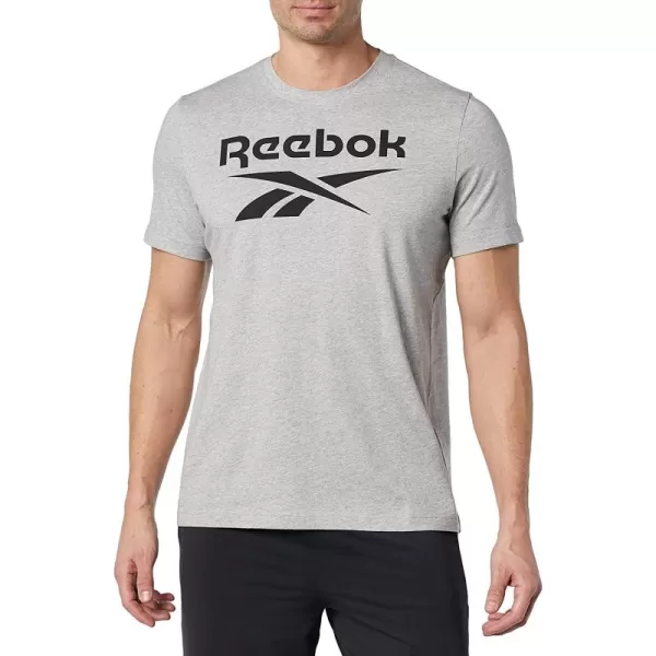 imageReebok Mens Medium Heather Grey Tee with Black Logo