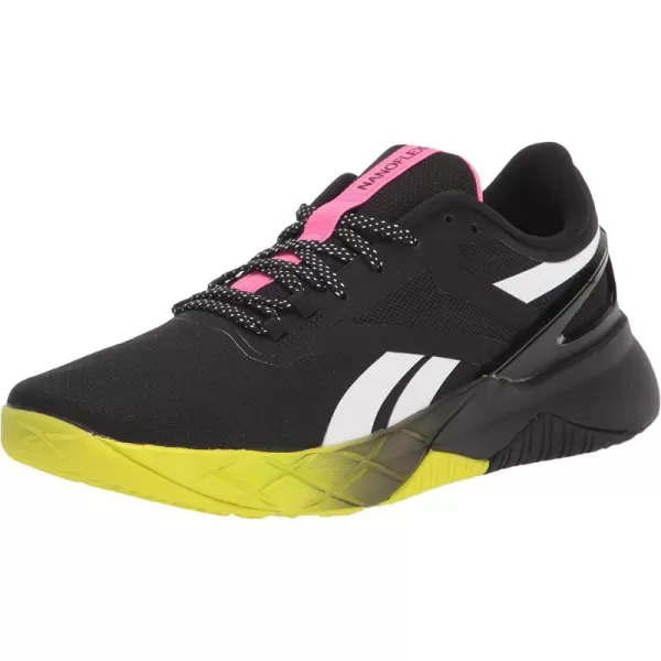 imageReebok Mens Nanoflex Cross TrainerBlackAtomic PinkAcid Yellow