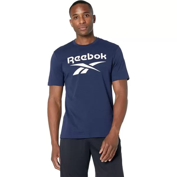 imageReebok Mens Navy and White Big Logo Tee