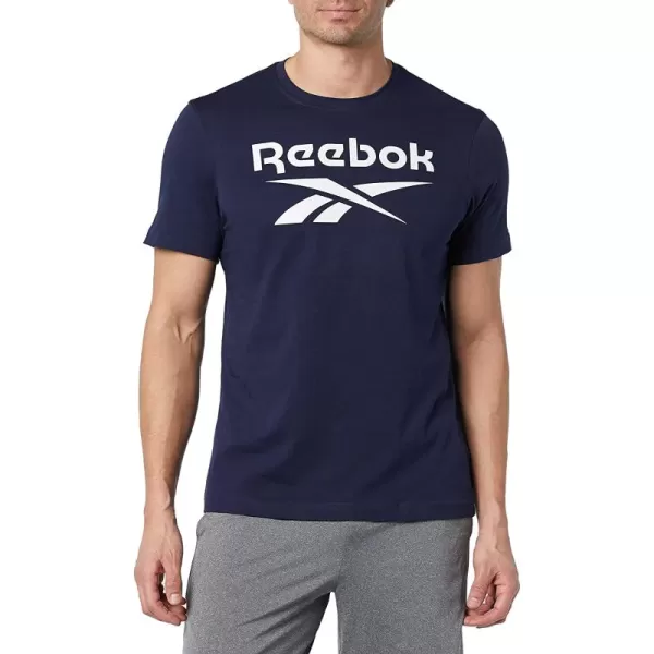 imageReebok Mens Navy and White Logo Tee