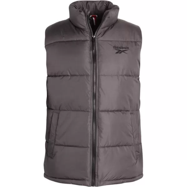 imageReebok Mens Puffer Vest  Quilted Insulated Full Zip Winter Vest  Lightweight Outerwear Sleeveless Jacket for Men MXXLCharcoal