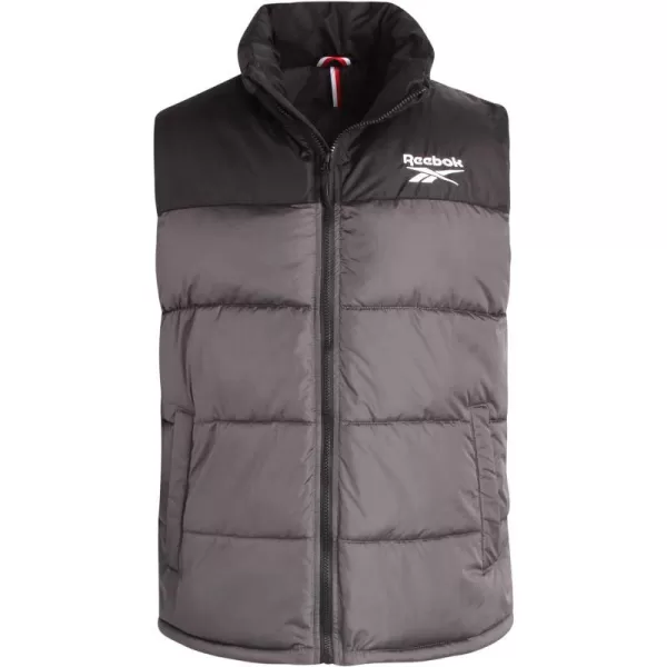 imageReebok Mens Puffer Vest  Quilted Insulated Full Zip Winter Vest  Lightweight Outerwear Sleeveless Jacket for Men MXXLCharcoalBlack