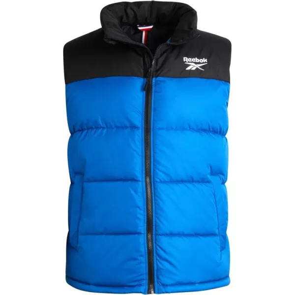 imageReebok Mens Puffer Vest  Quilted Insulated Full Zip Winter Vest  Lightweight Outerwear Sleeveless Jacket for Men MXXLVector BlueBlack