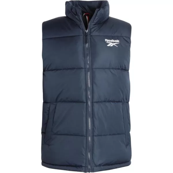 imageReebok Mens Puffer Vest  Quilted Insulated Full Zip Winter Vest  Lightweight Outerwear Sleeveless Jacket for Men MXXLVector Navy