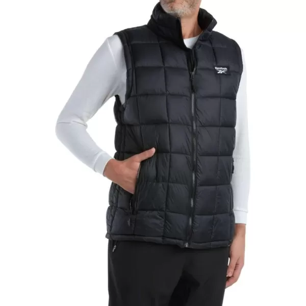 imageReebok Mens Puffer Vest  Quilted Insulated Winter Vest  Sleeveless Bubble Jacket for Men MXXLBlack