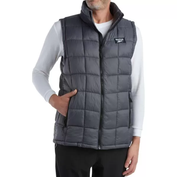 imageReebok Mens Puffer Vest  Quilted Insulated Winter Vest  Sleeveless Bubble Jacket for Men MXXLCharcoal