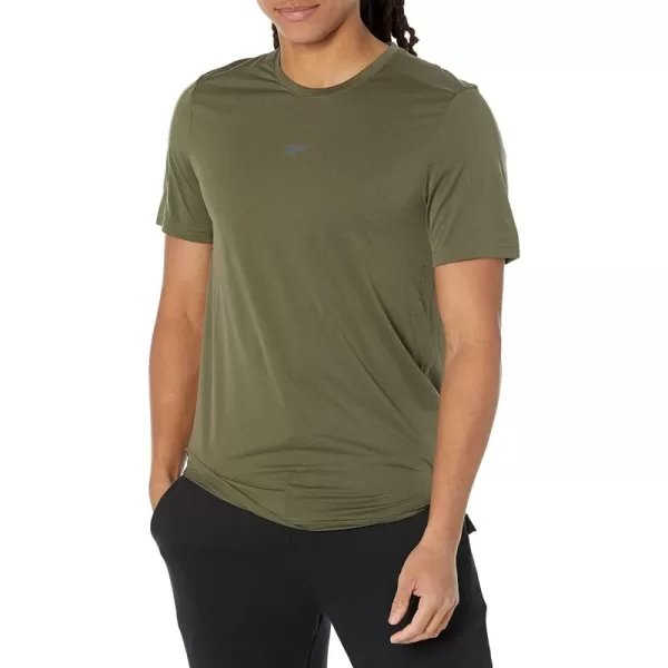 imageReebok Mens Small Logo Tee in Army Green with Black Center Logo