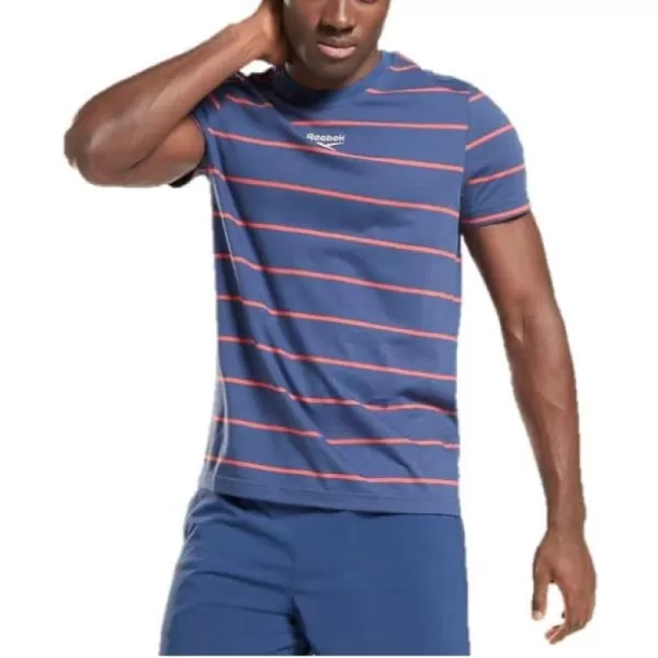 imageReebok Mens Small Logo Tee in Batik BlueRed StripeWhite Logo