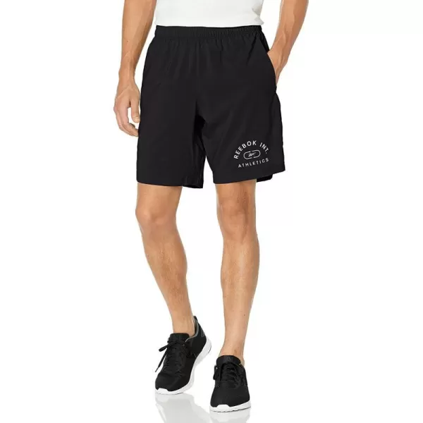 imageReebok Mens Standard Workout Ready Graphic ShortsBlackWhite