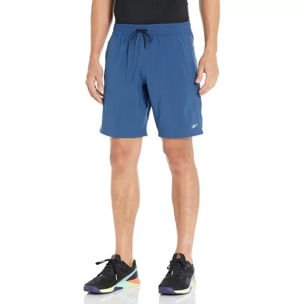 imageReebok Mens Standard Workout Ready Woven ShortsBatik BlueWhite Small Logo