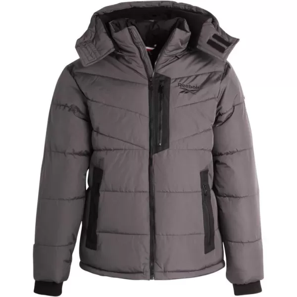 imageReebok Mens Winter Coat  Heavyweight Bubble Puffer Parka  Weather Resistant Outerwear Windbreaker Ski Jacket for Men MXXLCharcoal