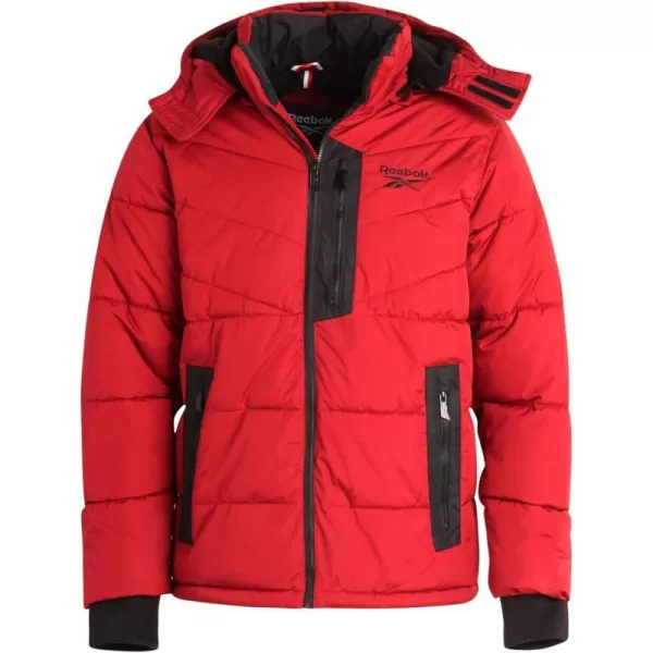 imageReebok Mens Winter Coat  Heavyweight Bubble Puffer Parka  Weather Resistant Outerwear Windbreaker Ski Jacket for Men MXXLDark Red