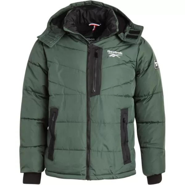 imageReebok Mens Winter Coat  Heavyweight Bubble Puffer Parka  Weather Resistant Outerwear Windbreaker Ski Jacket for Men MXXLHunter