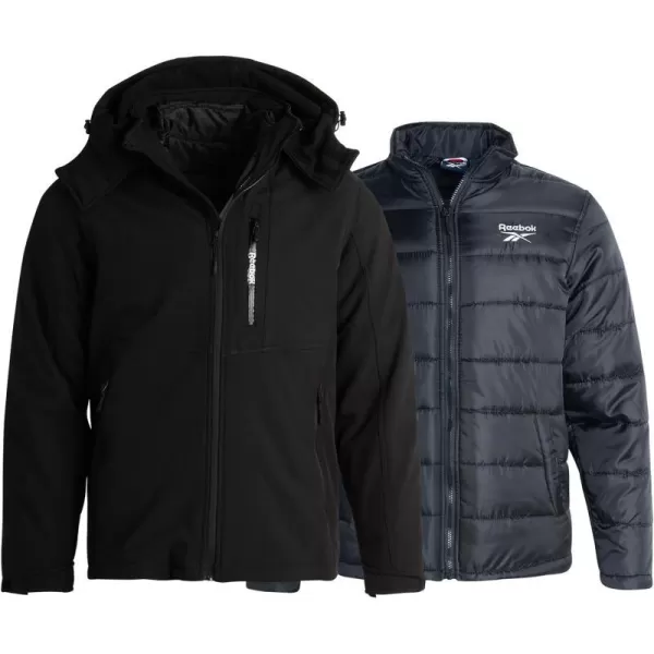 imageReebok Mens Winter Coat  Puffer Parka Removable Waterproof Shell  Heavyweight Windbreaker Ski Jacket for Men MXXLBlack