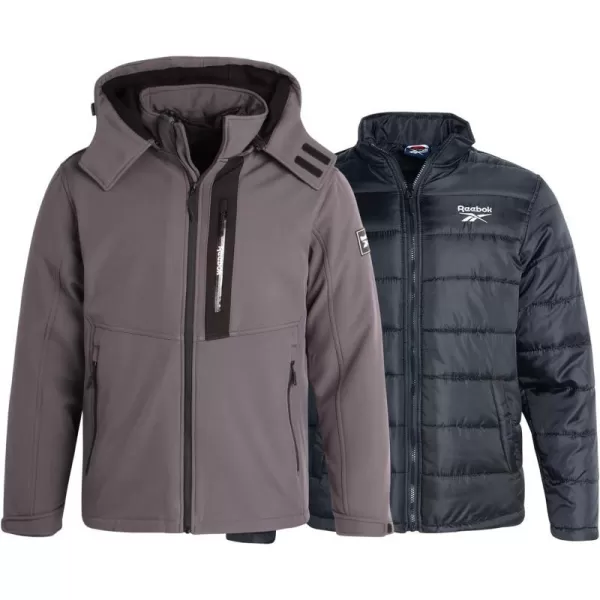 imageReebok Mens Winter Coat  Puffer Parka Removable Waterproof Shell  Heavyweight Windbreaker Ski Jacket for Men MXXLCharcoal