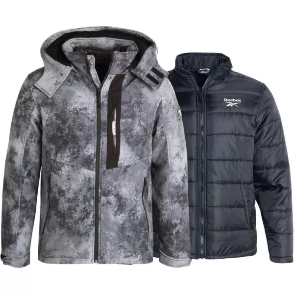 imageReebok Mens Winter Coat  Puffer Parka Removable Waterproof Shell  Heavyweight Windbreaker Ski Jacket for Men MXXLSplatter