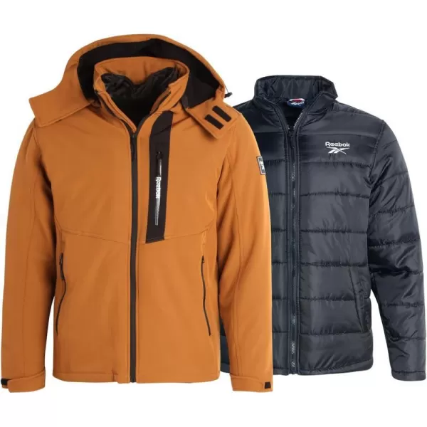 imageReebok Mens Winter Coat  Puffer Parka Removable Waterproof Shell  Heavyweight Windbreaker Ski Jacket for Men MXXLTimber
