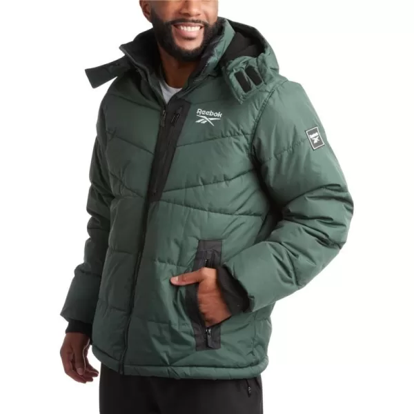 imageReebok Mens Winter Jacket  Heavyweight Quilted Puffer Parka Coat  Weather Resistant Jacket for Men LXXLHunter