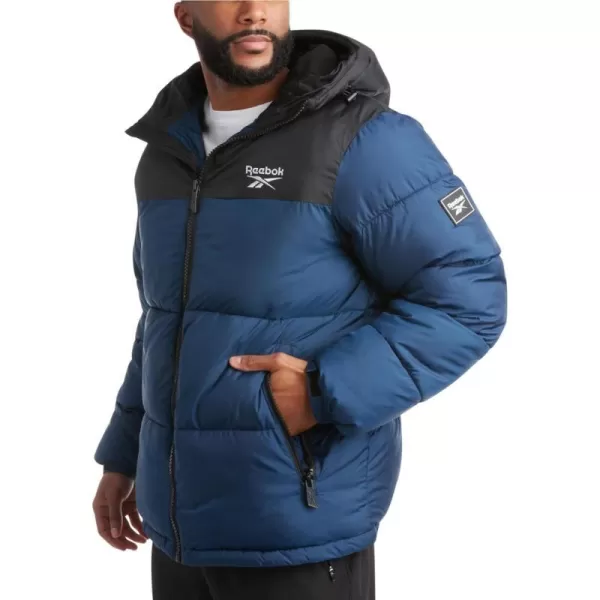 imageReebok Mens Winter Jacket  Heavyweight Quilted Puffer Parka Coat  Weather Resistant Ski Jacket for Men 820BlackNothern Night