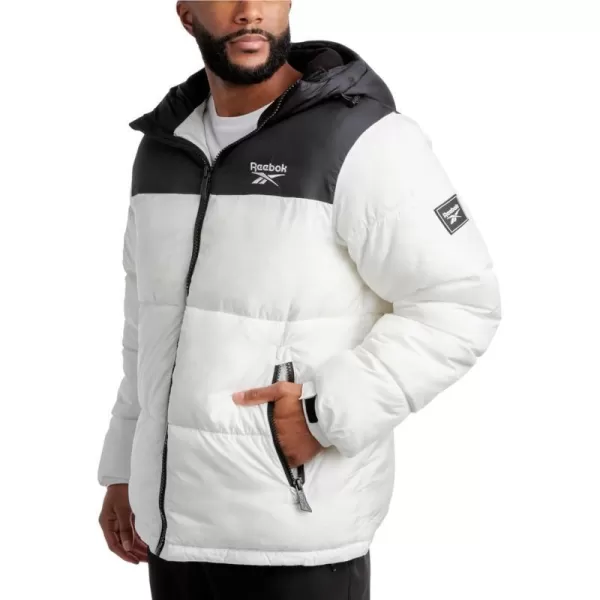 imageReebok Mens Winter Jacket  Heavyweight Quilted Puffer Parka Coat  Weather Resistant Ski Jacket for Men 820BlackWhite