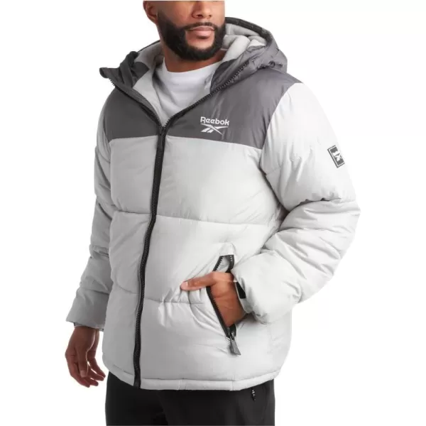 imageReebok Mens Winter Jacket  Heavyweight Quilted Puffer Parka Coat  Weather Resistant Ski Jacket for Men 820CharcoalGrey