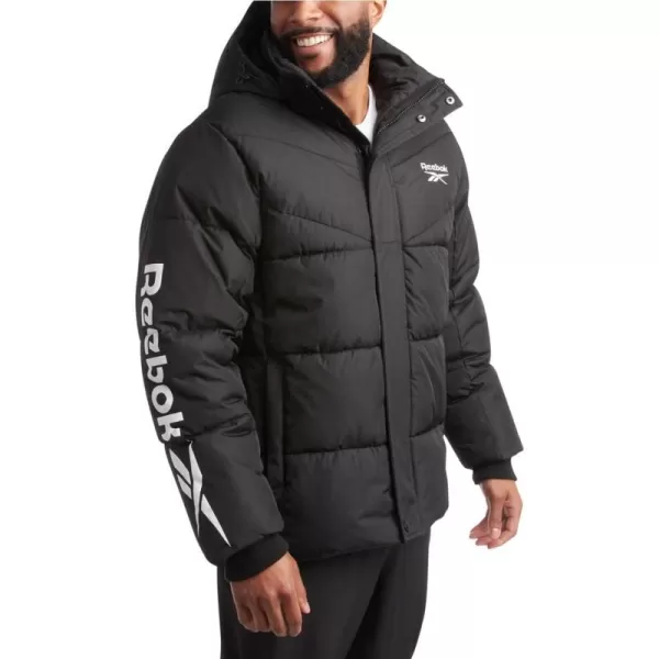 imageReebok Mens Winter Jacket  Heavyweight Quilted Puffer Parka Coat  Weather Resistant Ski Jacket for Men MXXLBlack