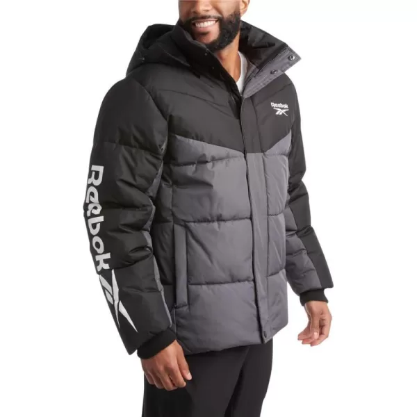 imageReebok Mens Winter Jacket  Heavyweight Quilted Puffer Parka Coat  Weather Resistant Ski Jacket for Men MXXLCharcoalBlack