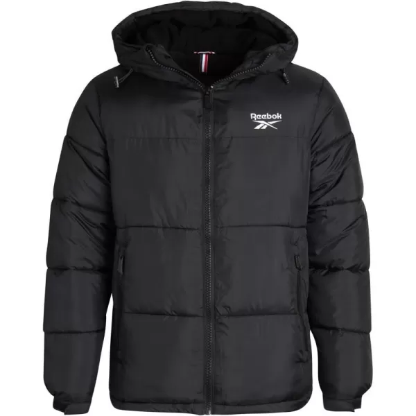 imageReebok Mens Winter Jacket  Heavyweight Quilted Puffer Parka Coat  Weather Resistant Windbreaker Ski Jacket for Men 820Black