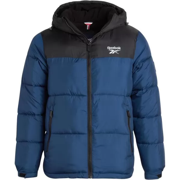 imageReebok Mens Winter Jacket  Heavyweight Quilted Puffer Parka Coat  Weather Resistant Windbreaker Ski Jacket for Men 820BlackNorthern Night