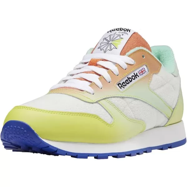 imageReebok Unisex Classic Leather SneakerChalkAcid YellowBright Cobalt