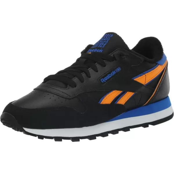 imageReebok UnisexAdult Classic Leather SneakerBlackShocking OrangeElectric Cobalt