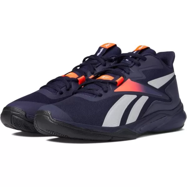 imageReebok UnisexAdult Classic Leather SneakerVector NavyOrange FlareVector Blue