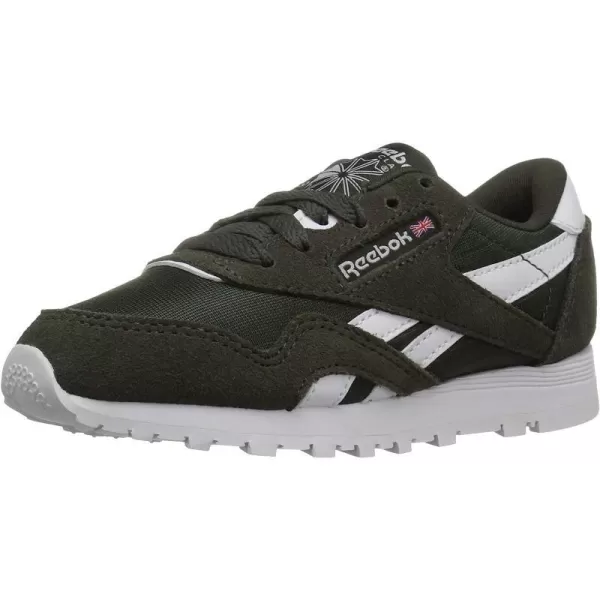 imageReebok UnisexChild Boys Classic Nylon SneakerDark CypressWhite