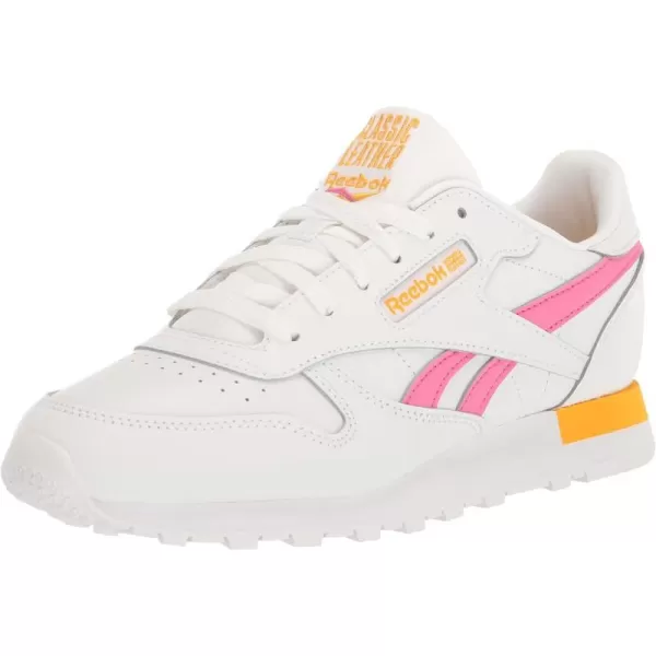 imageReebok UnisexChild Classic Leather SneakerWhiteCollegiate GoldTrue Pink