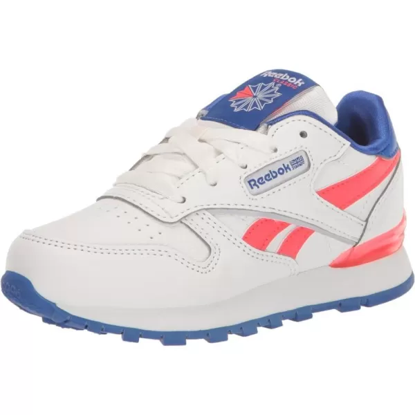 imageReebok UnisexChild Classic Leather Step N Flash SneakerWhiteCobaltNeon Cherry