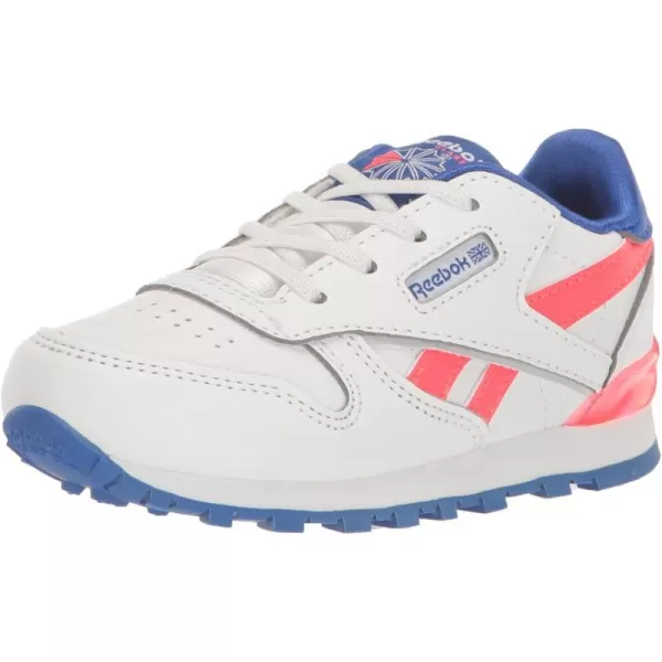 imageReebok UnisexChild Classic Leather Step N Flash SneakerWhiteElectric CobaltNeon Cherry