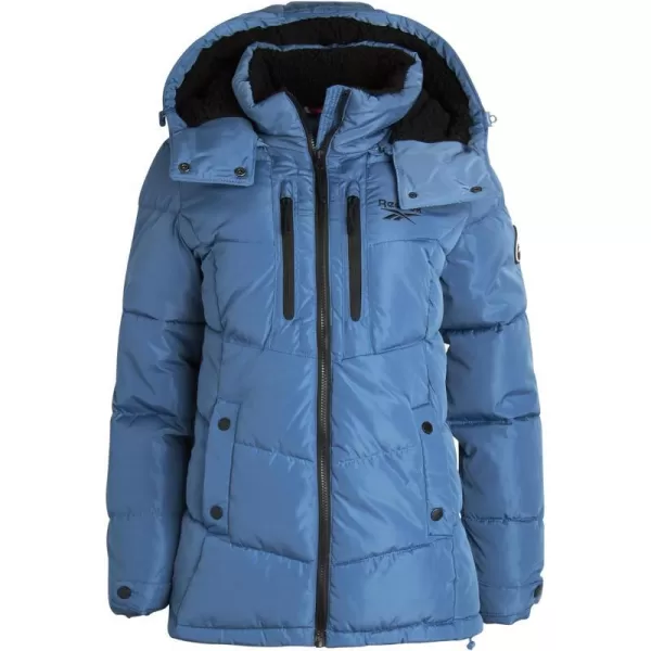 imageReebok Women Winter Jacket  Heavyweight Quilted Puffer Parka Coat Sherpa Lined Hood  Windbreaker Ski Jacket for Women SXLHoops Blue