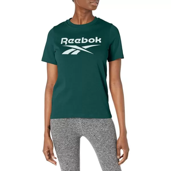imageReebok Womens Big Logo Tee  Forest GreenWhite Big Logo