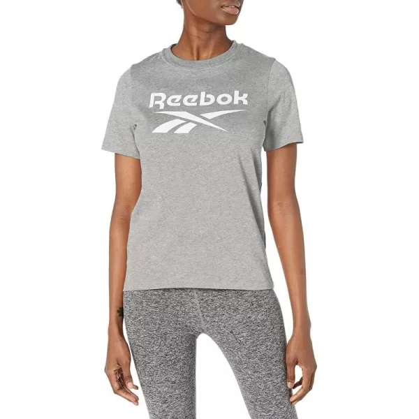 imageReebok Womens Big Logo TeeMedium Heather GreyWhite Logo