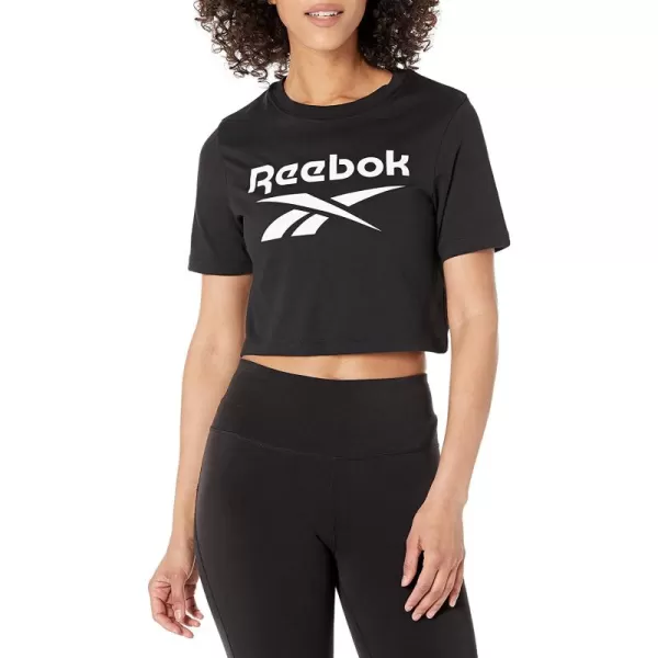 imageReebok Womens Black and White Logo Crop Tee
