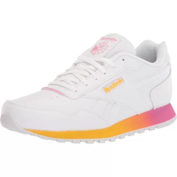 imageReebok Womens Classic Harman Run SneakerWhiteTrue PinkAlways Yellow