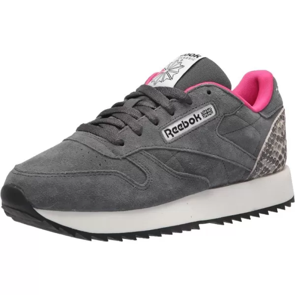 imageReebok Womens Classic Leather Ripple SneakersCold GreyChalkPursuit Pink