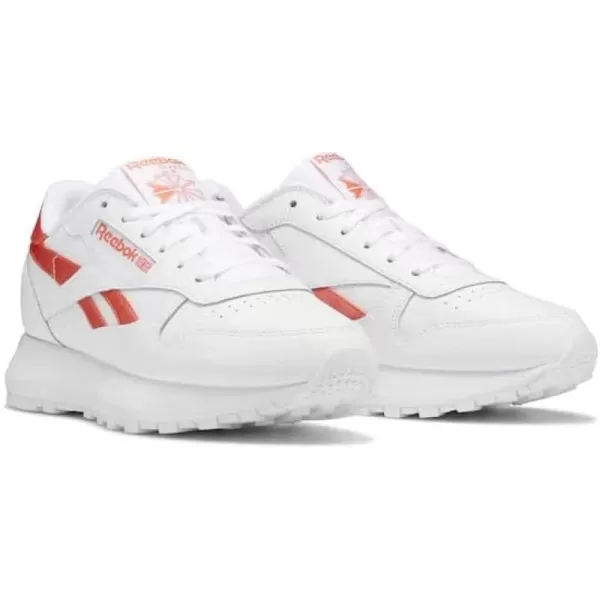 imageReebok Womens Classic Leather Sneaker in White and Semi Orange Flare