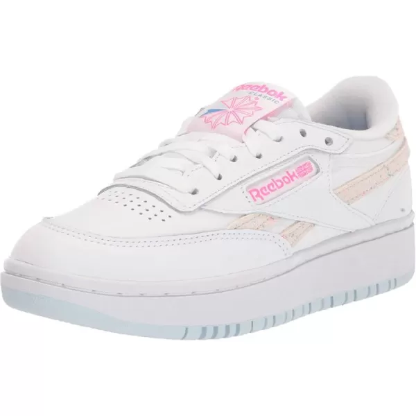 imageReebok Womens Club C Double Sneaker in WhiteGlass BlueAtomic Pink