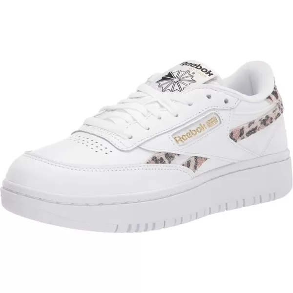 imageReebok Womens Club C Double SneakerWhiteCheetah PrintBlack