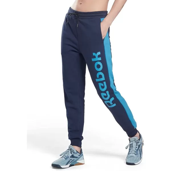 imageReebok Womens Core 10 French Terry Joggers with Adjustable Waistband and Vector Navy Big Logo