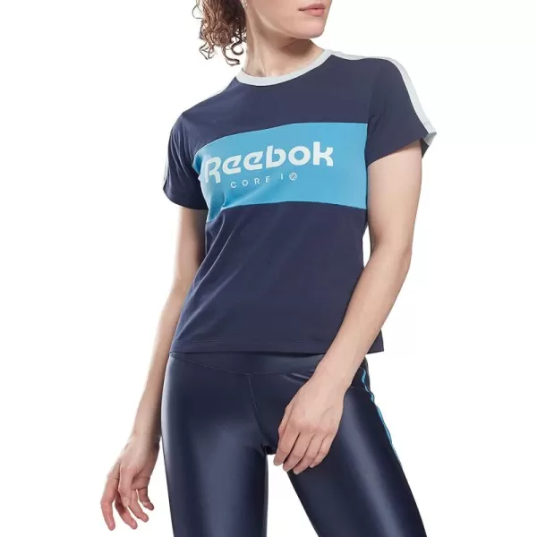 imageReebok Womens Core 10 Logo Tee Lightweight ShortSleeve Vector Navy