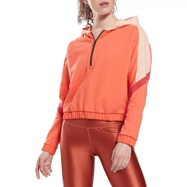 imageReebok Womens Core 10 Oversized French Terry QuarterZip Hoodie in Semi Orange Flare