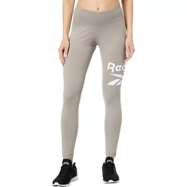 imageReebok Womens Cotton LeggingsBoulder GreyWhite Logo