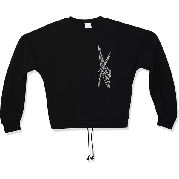 imageReebok Womens Crewneck Sweatshirt with Black Graphic Vector Logo and Drawstring